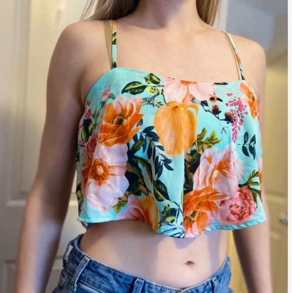 π3 for $20π Revamped - Floral Flounce Crop Top - Picture 3 of 4